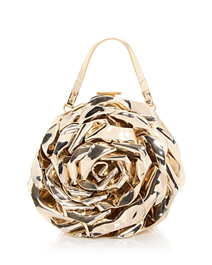 Shop Balmain Rose Leather Minaudiere Top Handle Bag In Light Gold