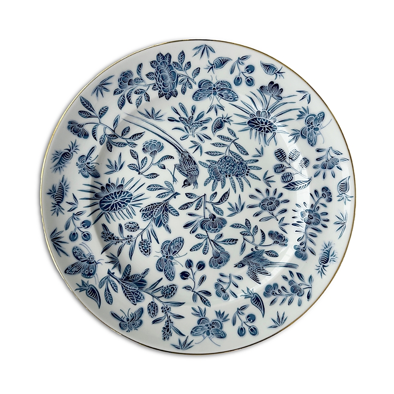 Mottahedeh Sacred Bird & Butterfly Blue Dessert Plate In Blue