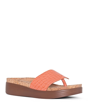 Shop Donald Pliner Women's Leather Demi Wedge Thong Sandals In Coral