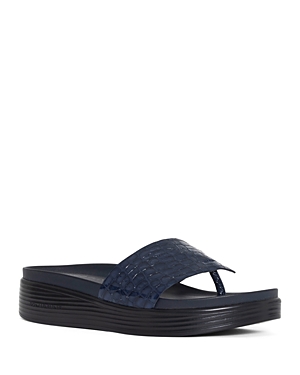 Shop Donald Pliner Women's Leather Demi Wedge Thong Sandals In Navy