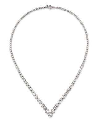 Bloomingdale's Fine Collection - Diamond Chevron Tennis Necklace in 14K White Gold, 15.60 tcw