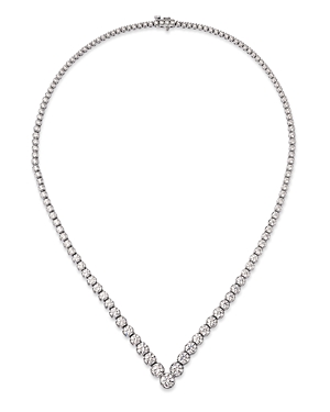 Diamond Chevron Tennis Necklace in 14K White Gold, 15.60 ct. t.w.