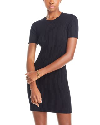 Aqua Short Sleeve Ribbed Knit Dress - Exclusive In Black | ModeSens