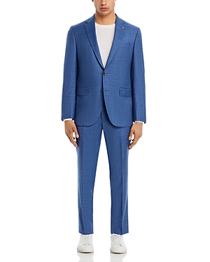 Shop Jack Victor Napoli Tonal Windowpane Regular Fit Suit In Mid Blue