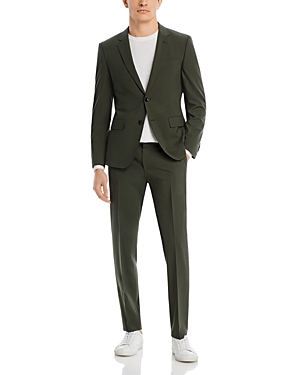 Hugo Boss H-huge Bi-stretch Solid Slim Fit Suit In Dark Green