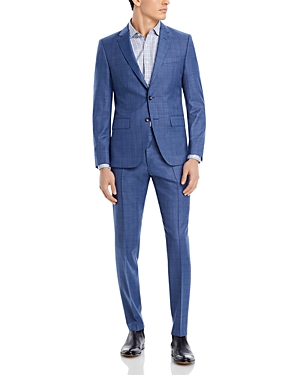 Shop Hugo Boss H-huge Screenweave Solid Slim Fit Suit In Medium Blue