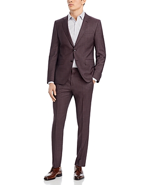 Shop Hugo Boss H-huge Textured Solid Slim Fit Suit In Dark Red