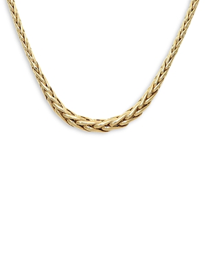 14K Yellow Gold Graduated Wheat Link Chain Necklace, 20