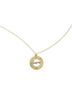 Bloomingdale's Love Sunray Circle Pendant Necklace in 14K Yellow Gold