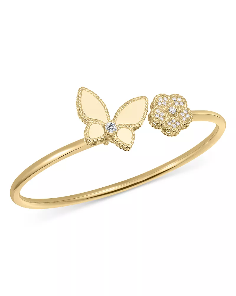Roberto Coin 18K Yellow Gold Daisy & Butterfly Diamond Bangle Bracelet - Exclusive