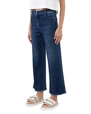 Shop Peserico High Rise Wide Leg Jeans In Ink Blue