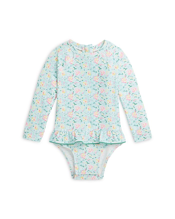 Ralph Lauren Polo Girls' Floral Ruffled One Piece Rash Guard - Baby ...