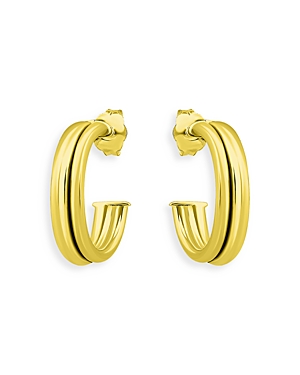 Aqua Double Row C Hoop Earrings in 18K Gold Plated Sterling Silver- 100% Exclusive