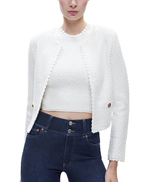 Alice and Olivia Noella Scalloped Knit Jacket