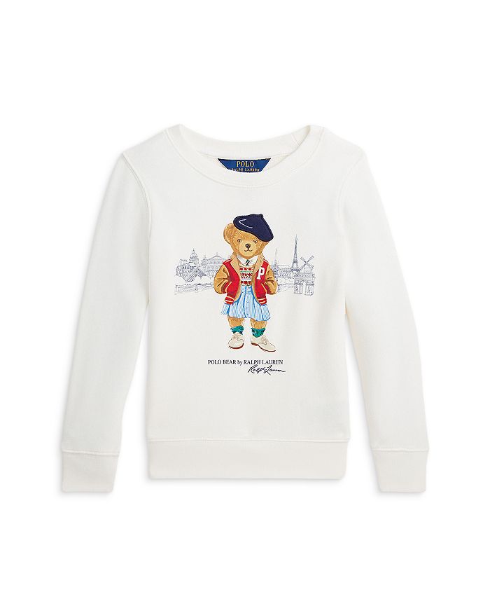 Ralph Lauren Girls' Polo Bear Paris Terry Sweatshirt - Little Kid