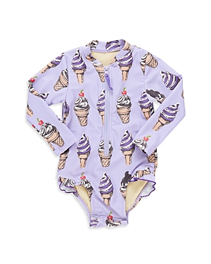 Shop Pink Chicken Girls' Arden Long Sleeve One Piece Swimsuit - Baby In Lavender Soft Serve
