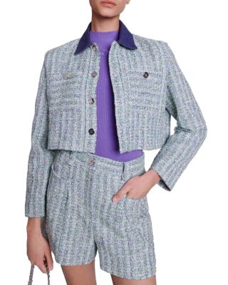 Maje Voelia Tweed Cropped Blazer