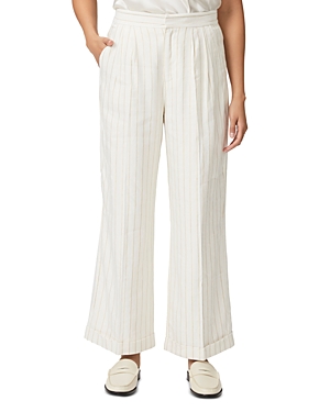 Shop Paige Kennie Pinstriped Ankle Pants In Afterglow/gold