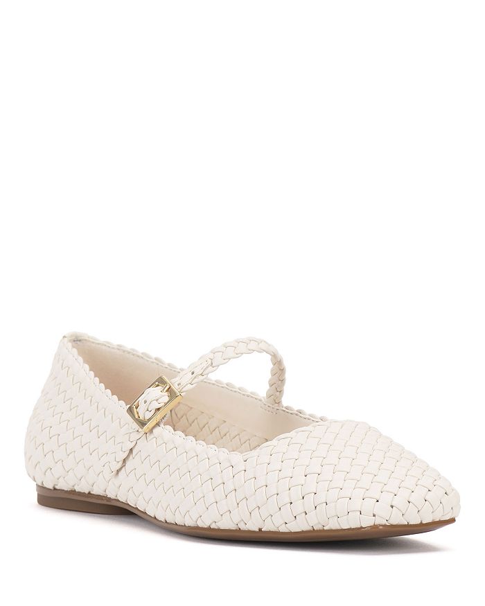 Shop Vince Camuto Women's Vinley Basketweave Mary Jane Flats In White