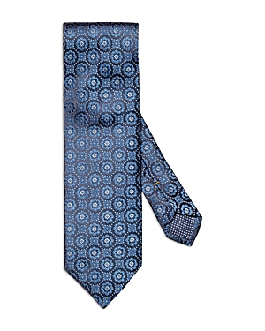 Shop Eton Floral Silk Classic Tie In Dark Blue