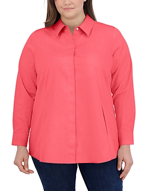 Shop Foxcroft Plus Cici Non Iron Tunic Top In Simply Red