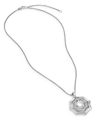 Stax Zig Zag Pendant Necklace in Sterling Silver with Diamonds, 28mm