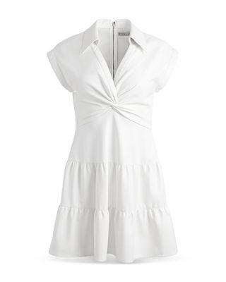 Alice and Olivia Mila Faux Leather Twist Front Cap Sleeve