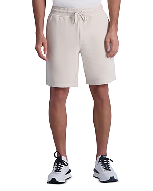Shop Karl Lagerfeld Cotton French Terry Regular Fit Shorts In Natural