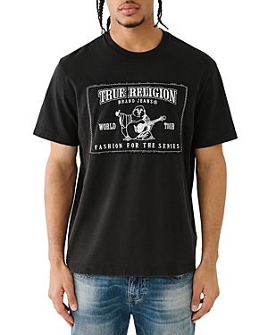 Shop True Religion Relaxed Fit Vintage Logo Tee In Jet Black