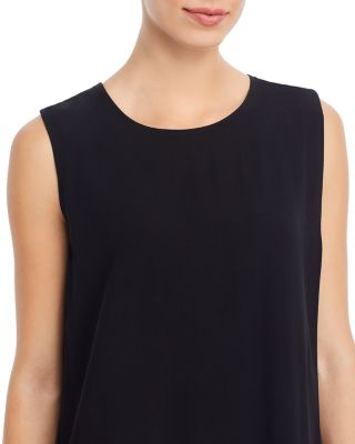 eileen fisher silk overlay dress Textured Satin V-Neck Dress