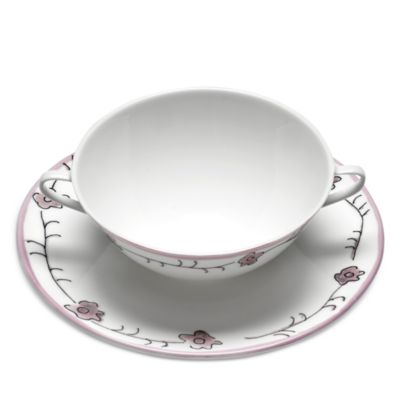 Marni Dark Viola Soup Bowl with Handles & Saucer