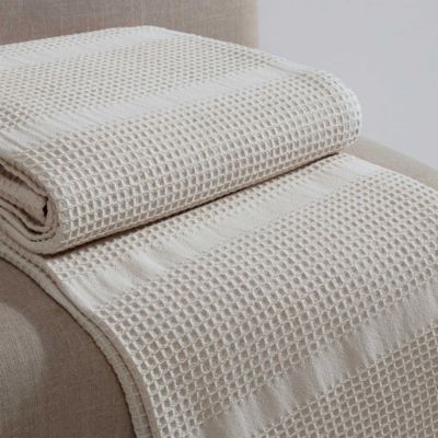 Waffle Stripe Cotton Blanket, King