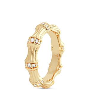 Anabel Aram Sculpted Bamboo Ring In 18k Gold Plated In Gold