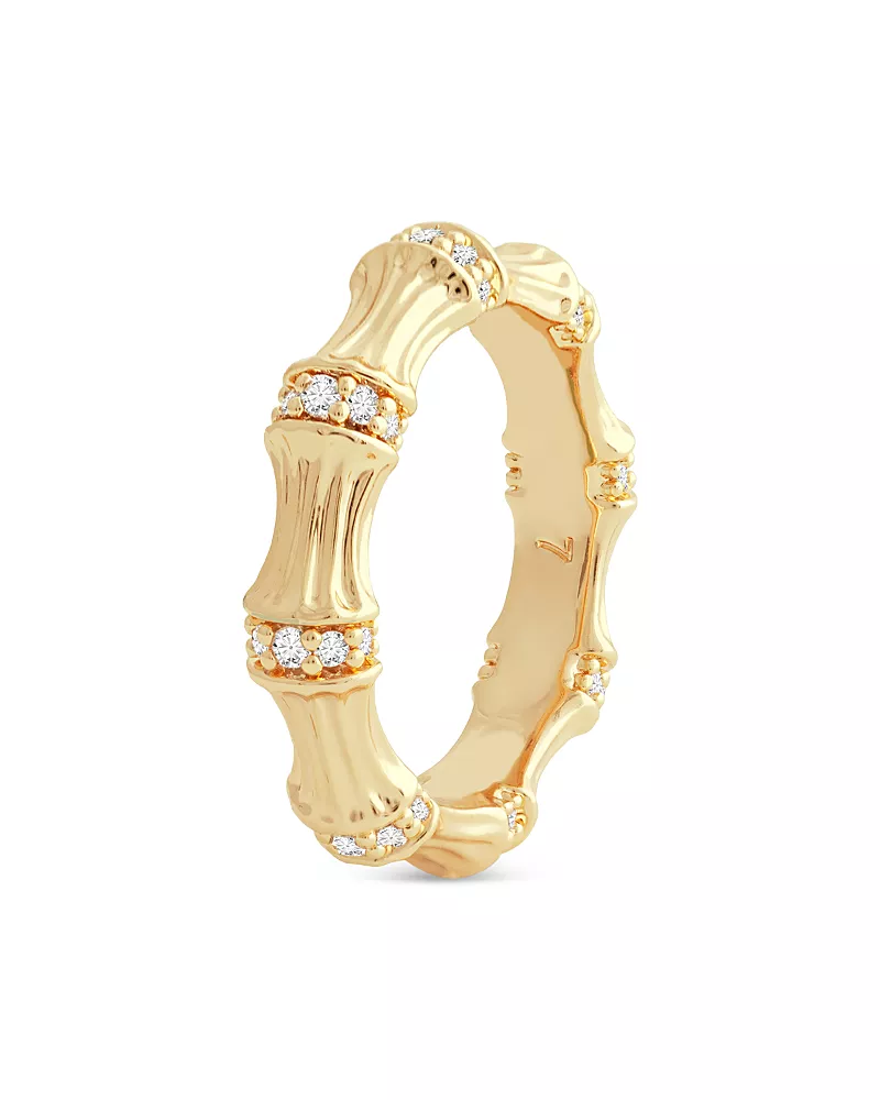 Anabel Aram Sculpted Bamboo Ring in 18K Gold Plated