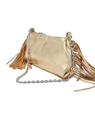 Miss M Metallic Leather Fringed Clutch