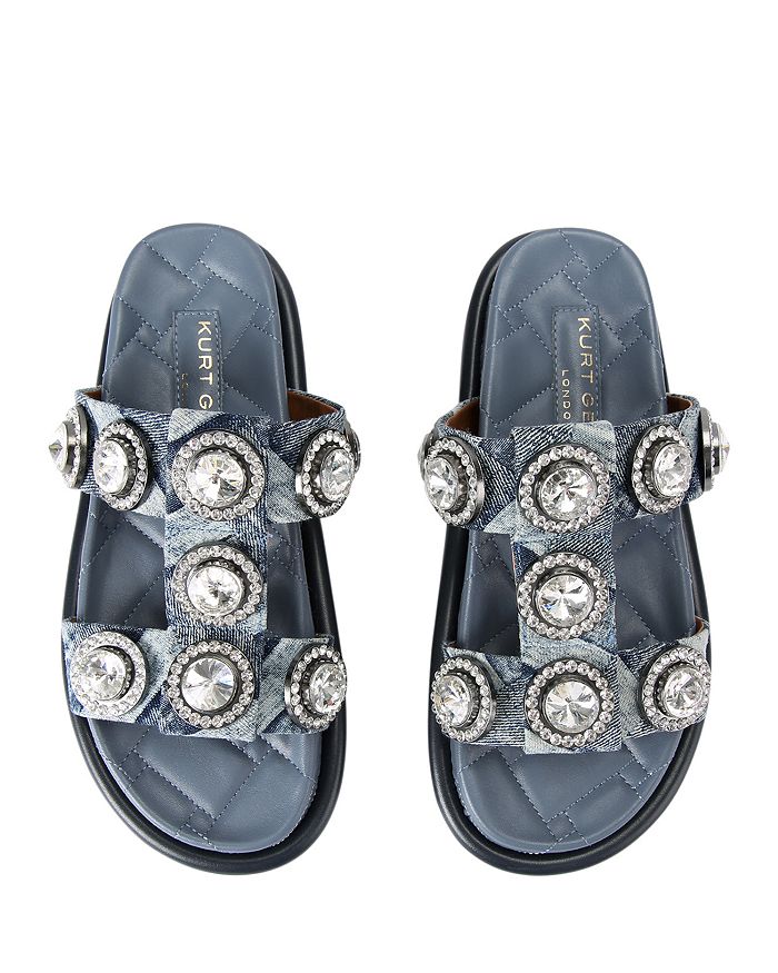 Shop Kurt Geiger Women's Orson Embellished Platform Slide Sandals In Navy