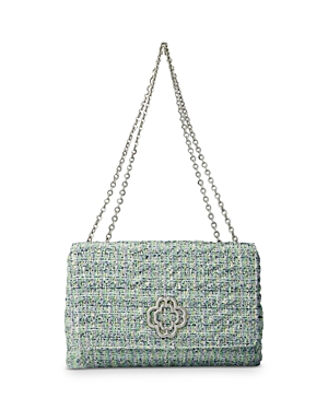 Maje Clover Bloom Tweed Handbag In Multi-color