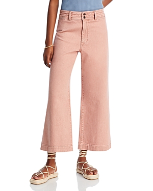Shop Faherty Harbor High Rise Ankle Wide Leg Jeans In Clay Pink