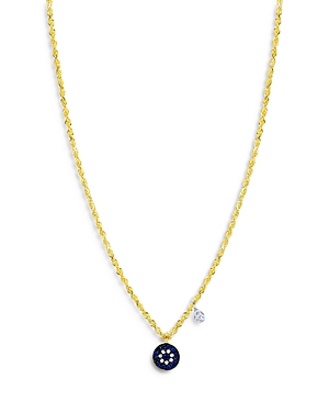 14K White & Yellow Gold Blue Sapphire & Diamond Dangle Pendant Necklace, 18