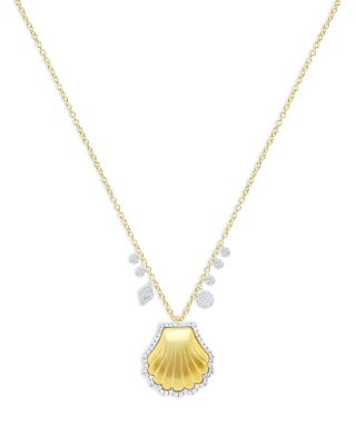 Meira T 14K White Gold & 14K Yellow Gold Diamond Seashell Pendant Necklace, 18