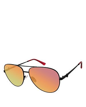 Shop Kurt Geiger Aviator Sunglasses, 62mm In Black/multi Mirrored Gradient