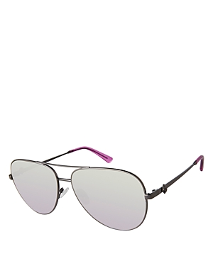 Shop Kurt Geiger Aviator Sunglasses, 62mm In Gray/silver Mirrored Gradient