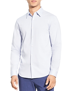 Shop Theory Sylvain Structure Knit Regular Fit Shirt In Deep Sea Blue