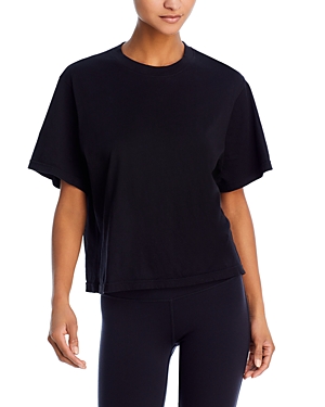 Aqua Hester Cropped Oversized Tee - Exclusive In Black