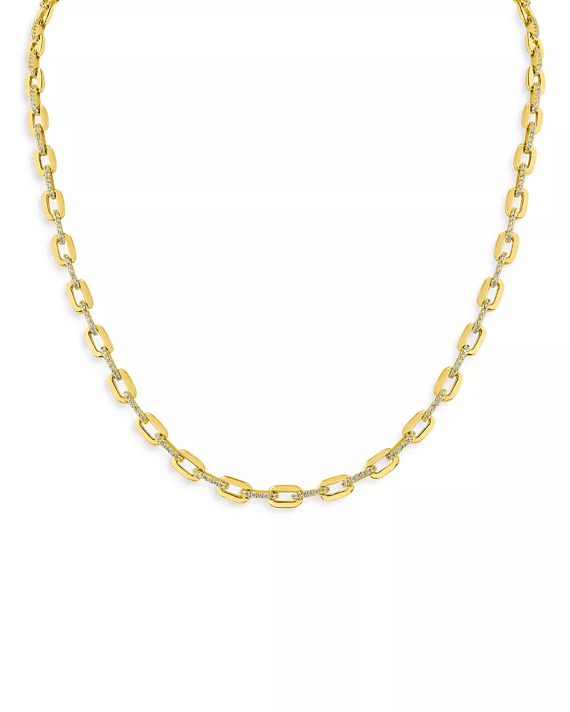 Cz By Kenneth Jay Lane Delicate Pave Link Necklace, 18