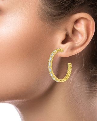 Bezel Set Hoop Earrings