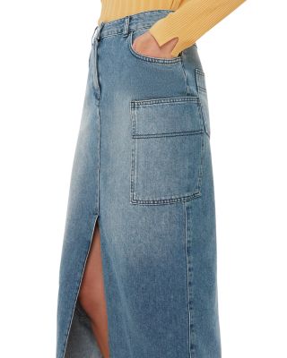 Cora Utility Cotton Denim Maxi Skirt
