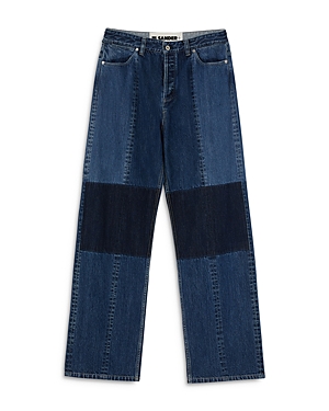 Jil Sander Pieced Color Blocked Jeans in Cobalt Blue