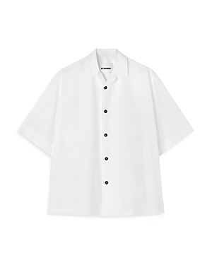 Shop Jil Sander Cotton Regular Fit Button Down Camp Shirt In Optic White