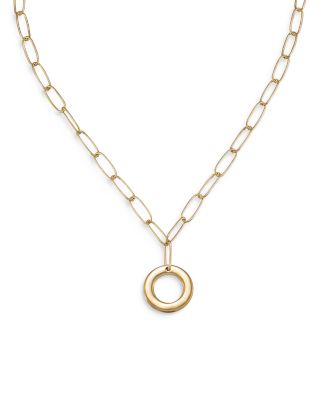Paperclip Link Chain Initial Pendant Necklace in 18K Gold Plated, 18"